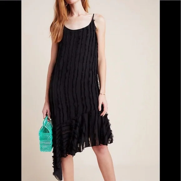 anthropologie black fringe dress Lucy Black Long Sleeve Mini Dress - US 18 main image 0
